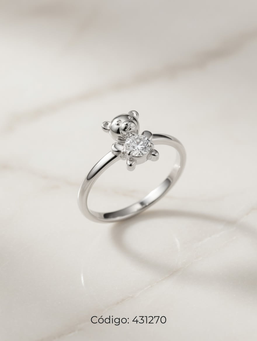 ANILLO ZIRCON FINO OSITO PLT. IMPORTANTE - miniatura 1