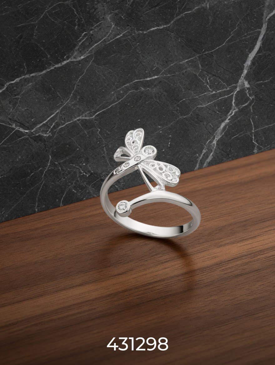 ANILLO ZIRCON FINO LIBELULA PLT. IMPORTANTE - miniatura 2
