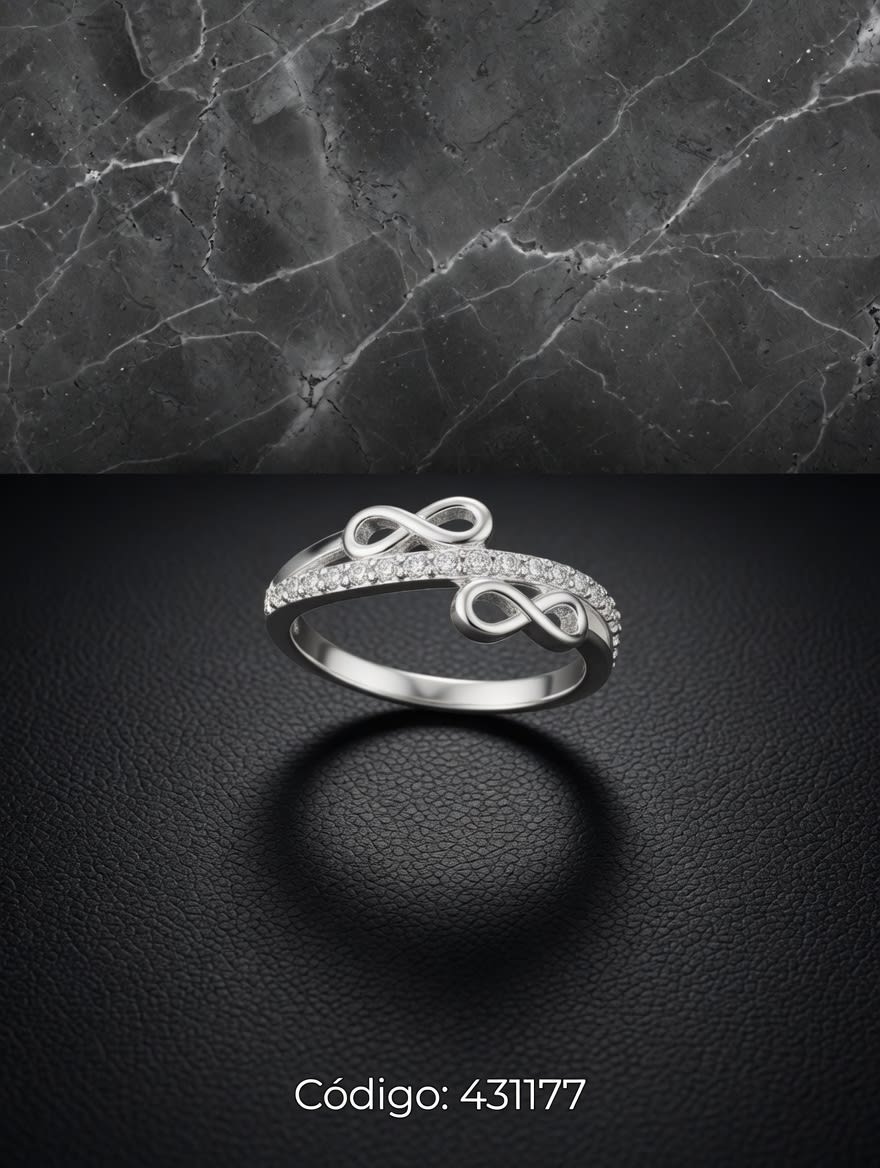 ANILLO MICROPAVE ZIRCON DOBLE INFINITO PLT. IMPORTANTE - miniatura 1