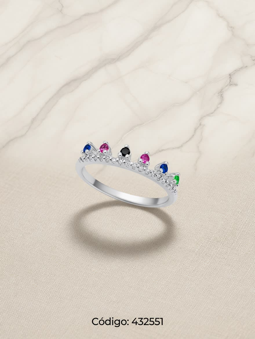 ANILLO ZIRCON FINO CORONA PLT. IMPORTANTE - imagen 1