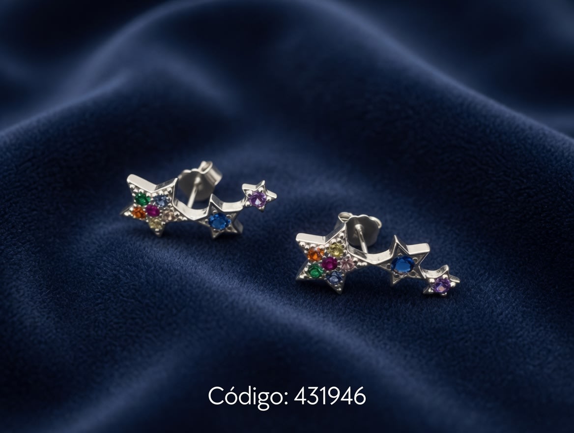 ARO MICROPAVE ZIRCON ESTRELLAS TREPADOR PLT. IMPORTANTE - miniatura 1