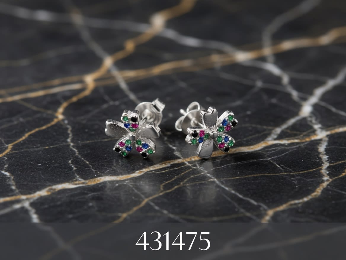 AROS ZIRCON TREBOL PASANTE PLT. IMPORTANTE - imagen 1