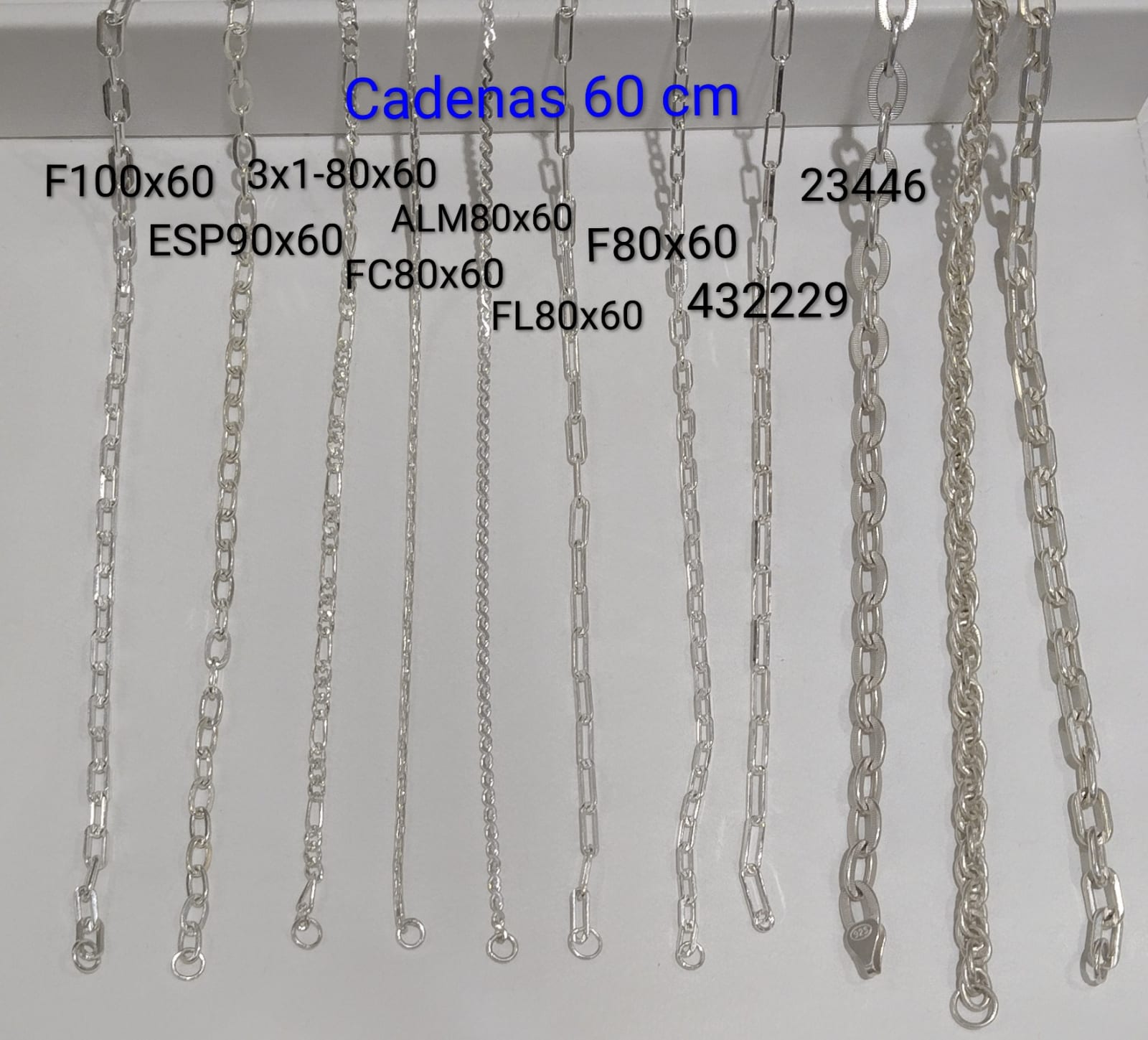 CADENA FORCET NRO 100 DE 60 CM PLAT IMP - imagen 1