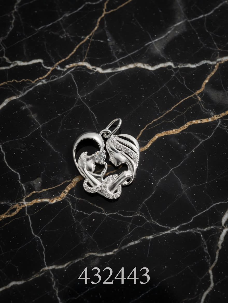 DIJE MICROPAVE ZIRCON MADRE E HIJO PLT. IMPORTANTE - imagen 1