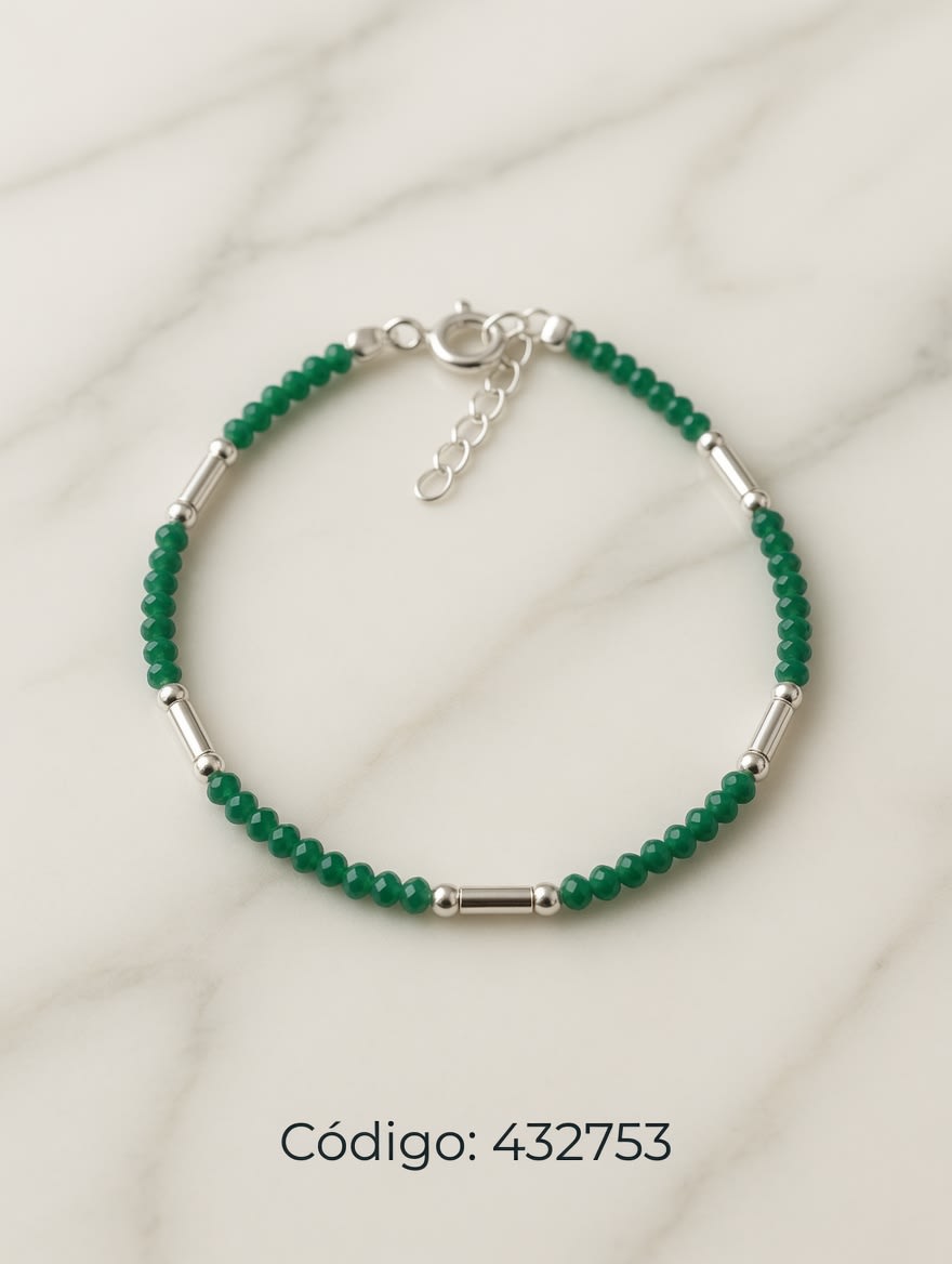PULSERA CON CRISTALES VERDE PLAT. IMPORTANTE - miniatura 2