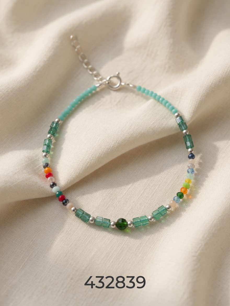PULSERA ELASTICA CRISTALES COLORES PLAT. IMPORTANTE - miniatura 1