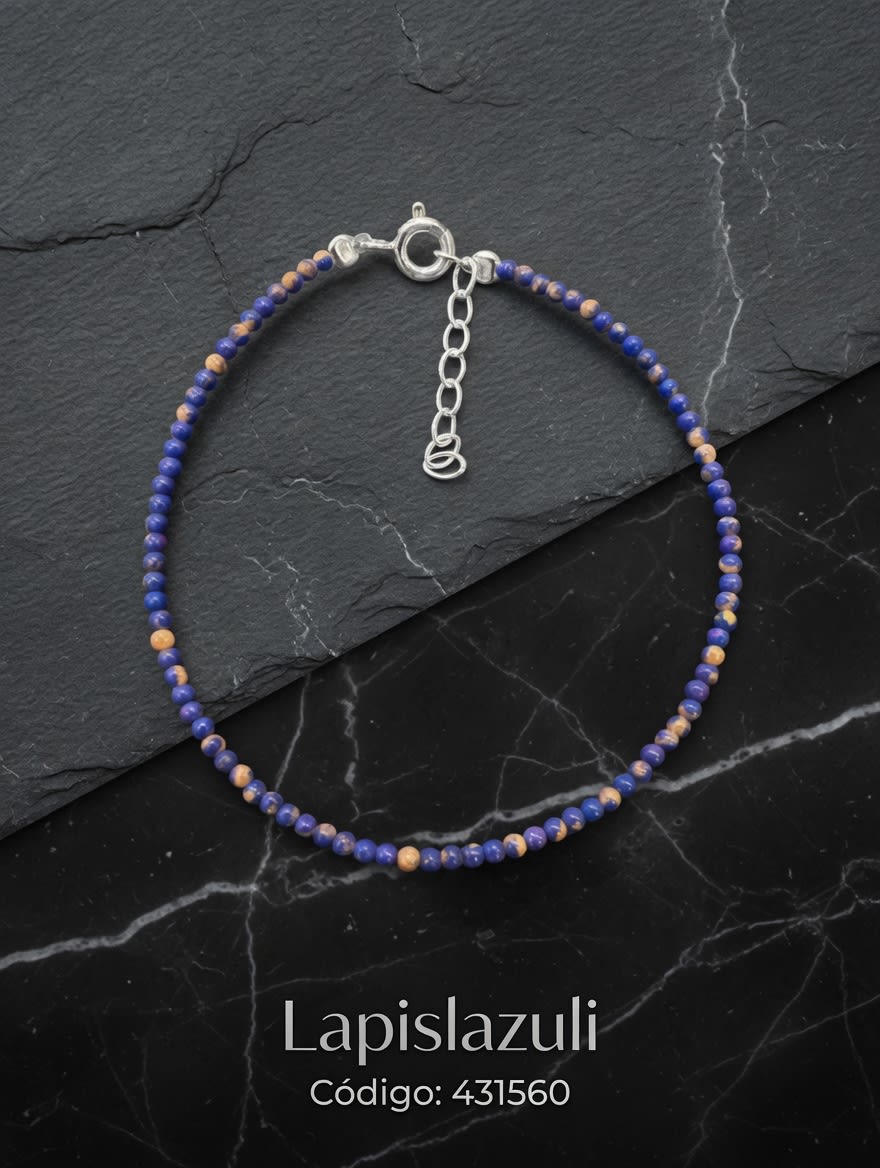 PULSERA CON PIEDRAS LAPIZ LAZULI PLT. IMPORTANTE - miniatura 1