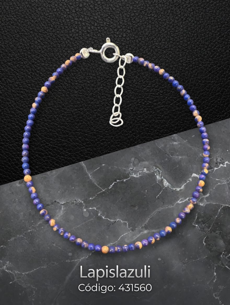 PULSERA CON PIEDRAS LAPIZ LAZULI PLT. IMPORTANTE - miniatura 2