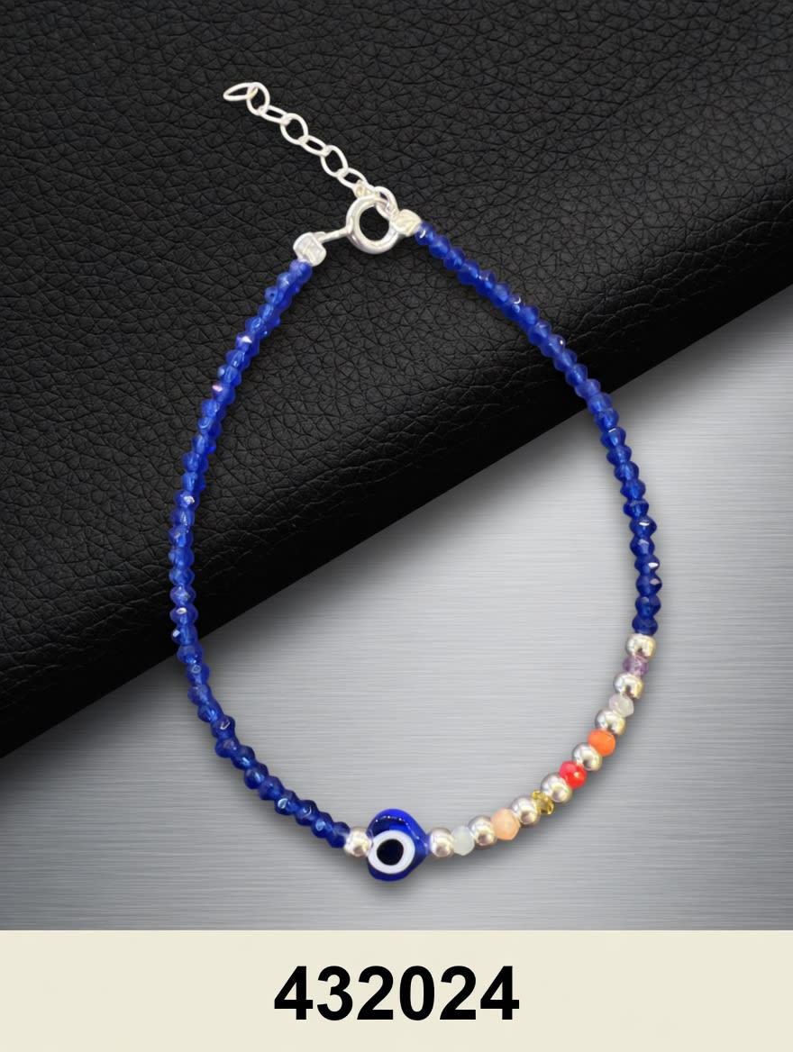 PULSERA CON PIEDRAS CIRSTAL AZUL OJO MADRE E HIJA PLT. IMPORTANTE - miniatura 1