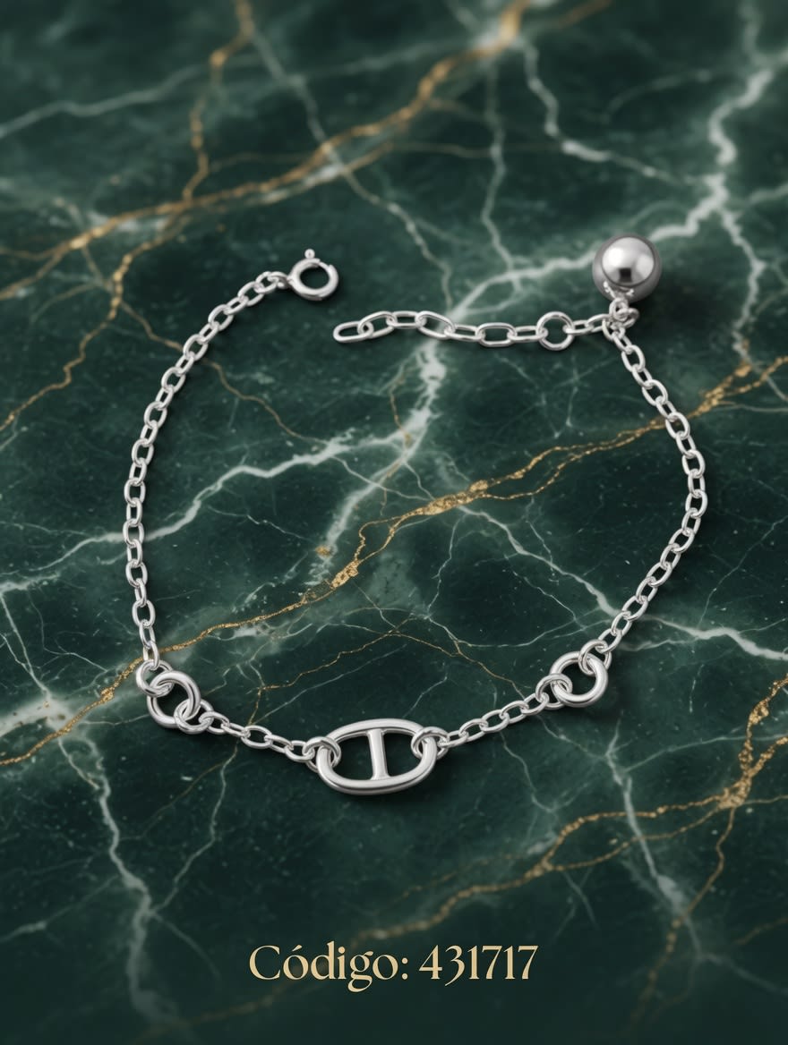 PULSERA MACIZA CON DIJE GC PLT. IMPORTANTE - miniatura 2