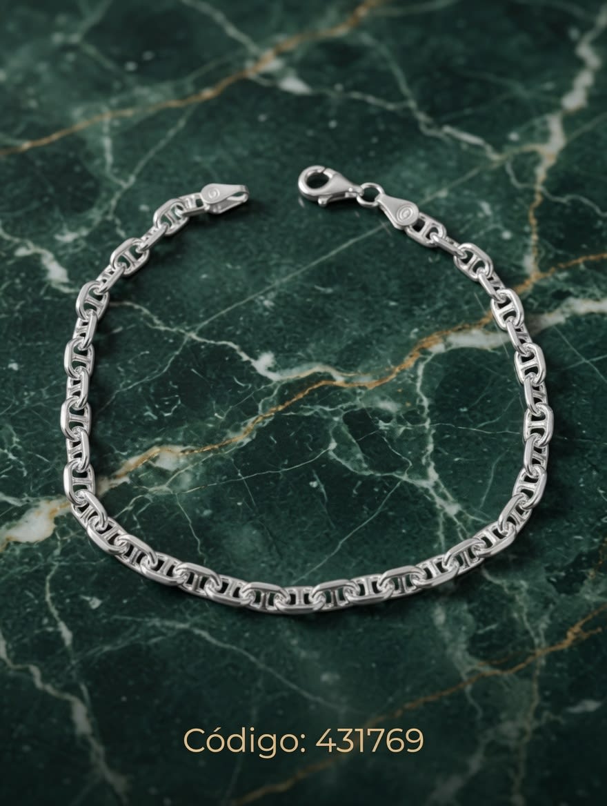 PULSERA MACIZA ESLABON GC PLT. IMPORTANTE - miniatura 1