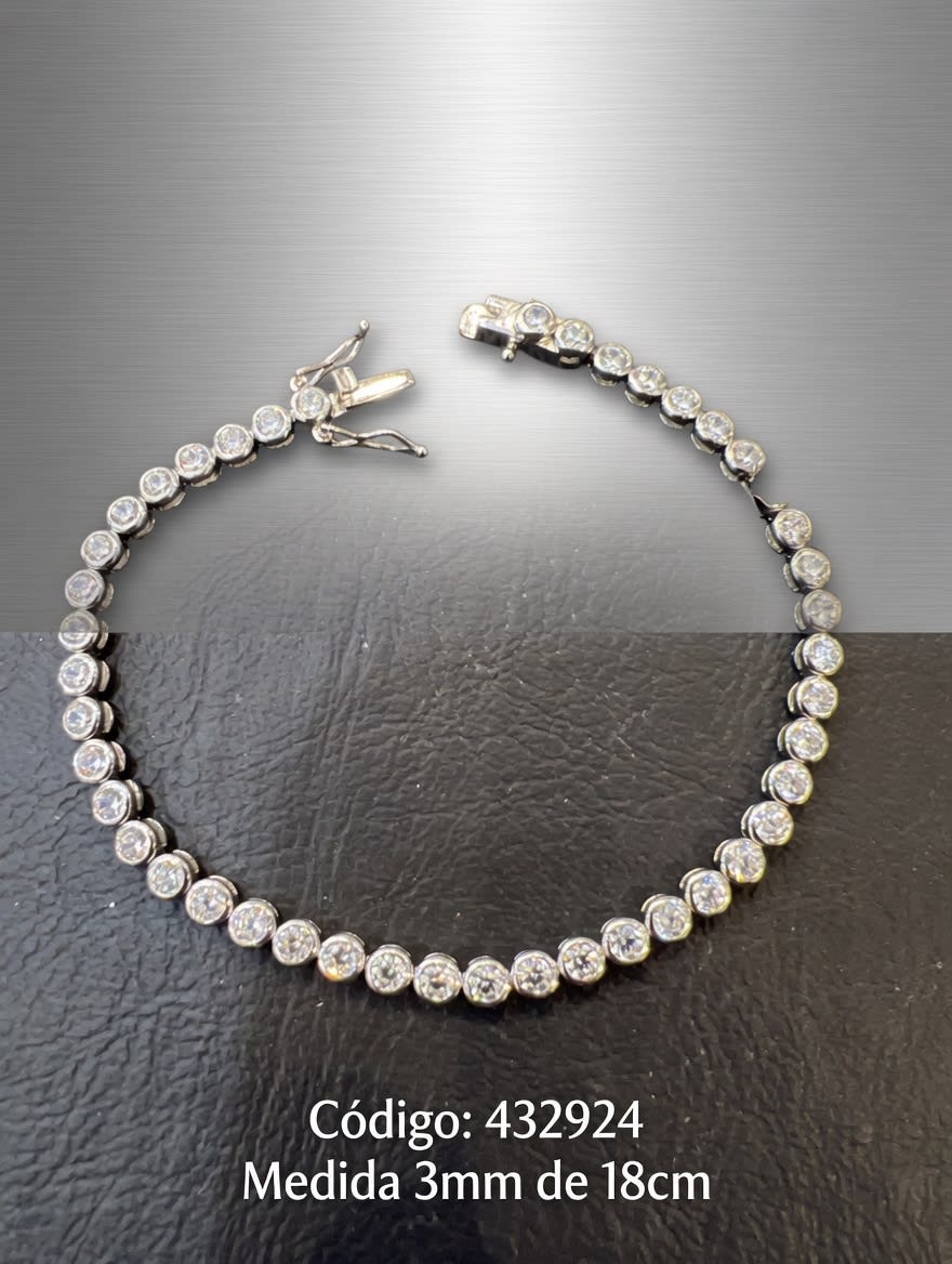 PULSERA MICROPAVE ZIRCON TENNIS 3MM REDONDO 18CM PLAT. IMPORTANTE - miniatura 1