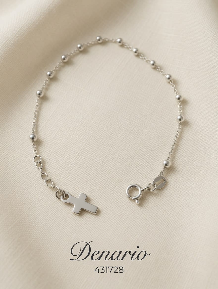 PULSERA MACIZA DENARIO CON BOLAS PLT. IMPORTANTE - miniatura 1