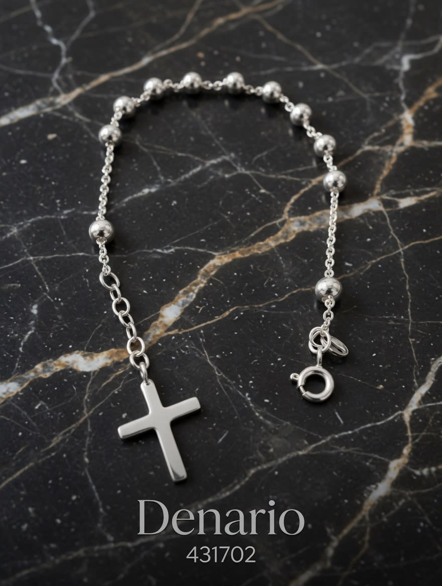 PULSERA MACIZA DENARIO CON BOLAS PLT. IMPORTANTE - miniatura 2