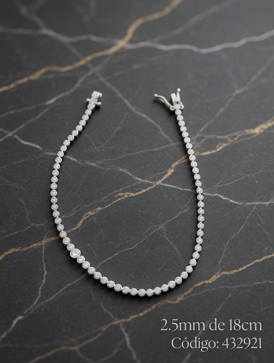 PULSERA MICROPAVE ZIRCON REDONDOS TENNIS ROD PLT. IMPORTANTE - miniatura 1