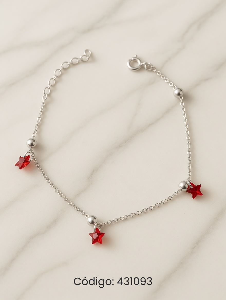 PULSERA CON DIJES ZIRCON ESTRELLA PLATEADO IMPORTANTE - imagen 1