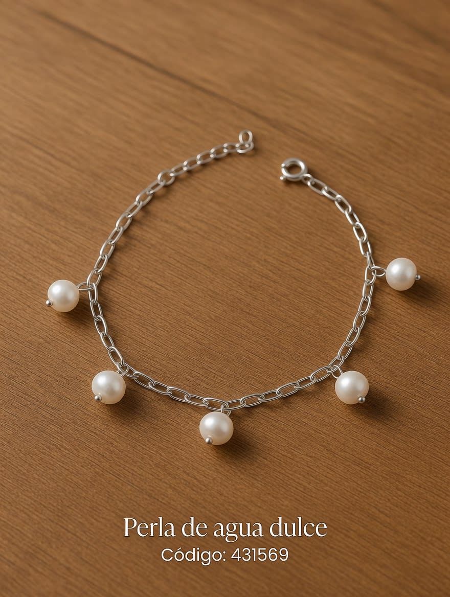 PULSERA CON PERLAS DE RIO CADENA FORCET PLT. IMPORTANTE - miniatura 2
