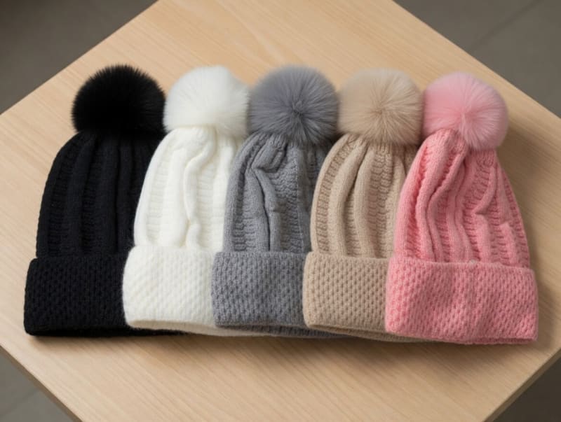 Gorros pompón piel adentro
