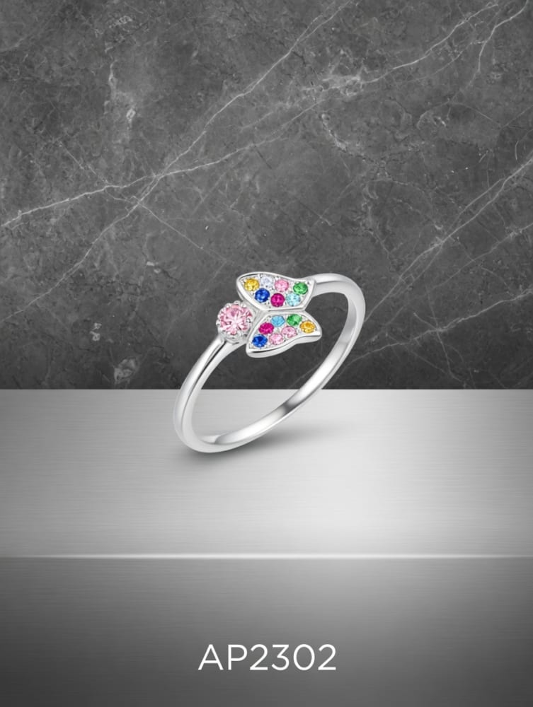ANILLO ZIRCON MARIPOSA MINI PLATEADO IMPORTANTE