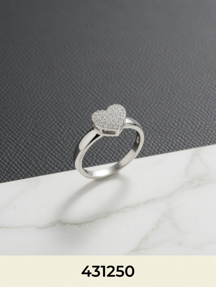 ANILLO MICROPAVE ZIRCON CORAZON GR PLT. IMPORTANTE