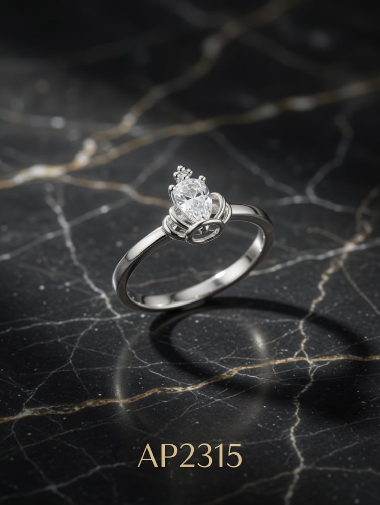 ANILLO ZIRCON FINO CORONA PLAT IMP.