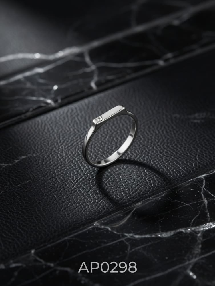 ANILLO ZIRCON SELLO FINITO PLATEADO IMPORTANTE
