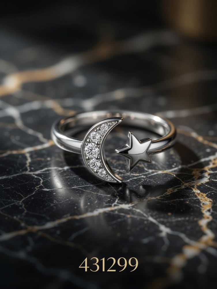 ANILLO ZIRCON FINO LUNA - ESTRELLA PLT. IMPORTANTE