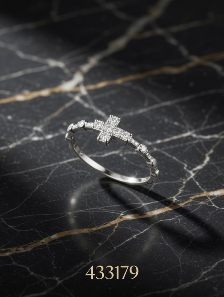 ANILLO ZIRCON FINO CRUZ PLT. IMPORTANTE