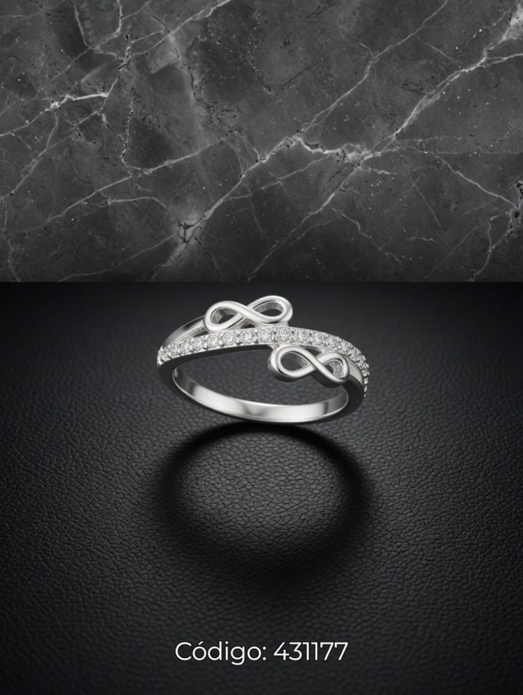 ANILLO MICROPAVE ZIRCON DOBLE INFINITO PLT. IMPORTANTE