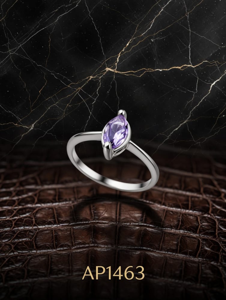 ANILLO CUBIC ZIRCON OVAL CHICO PLATEADO . IMP.