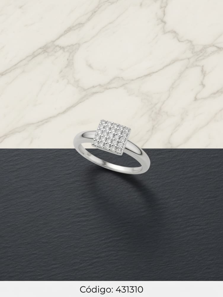 ANILLO MICROPAVE ZIRCON CUADRADO GR PLT. IMPORTANTE