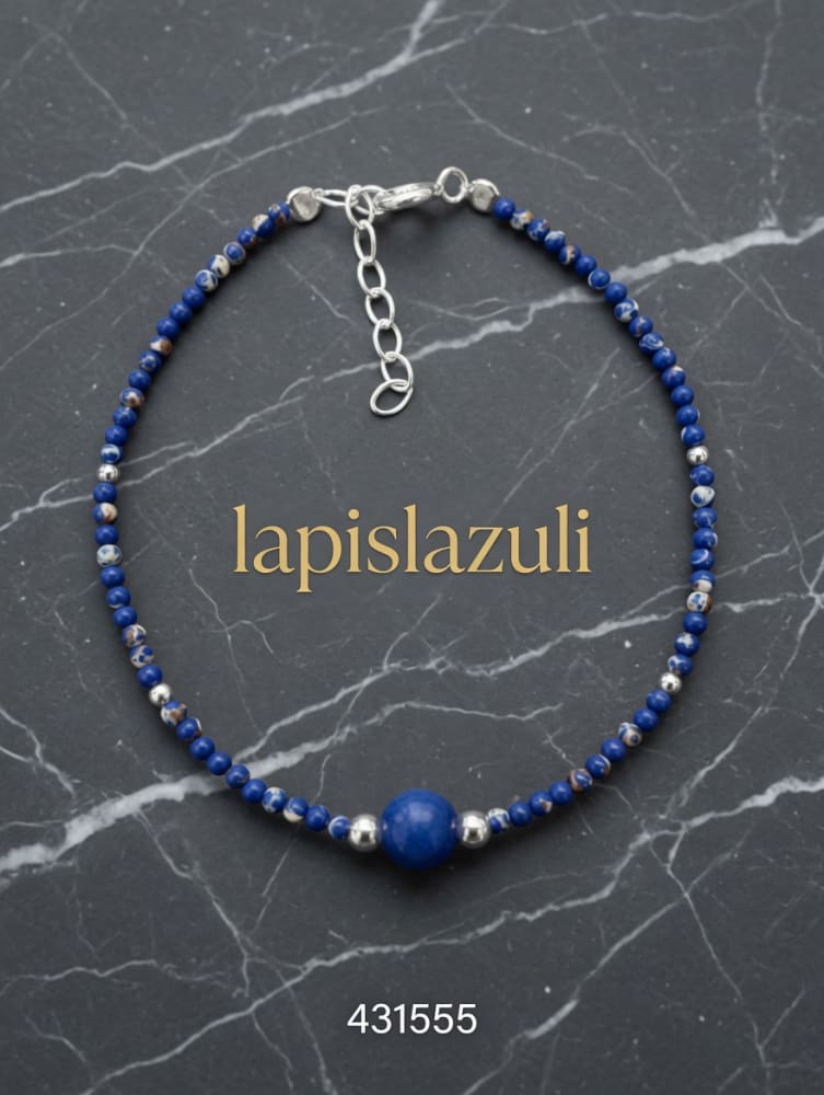 PULSERA CON PIEDRAS LAPIZ LAZULI PLT. IMPORTANTE