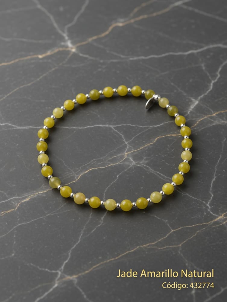 PULSERA ELASTICA JADE AMARILLO NAT PLAT. IMPORTANTE