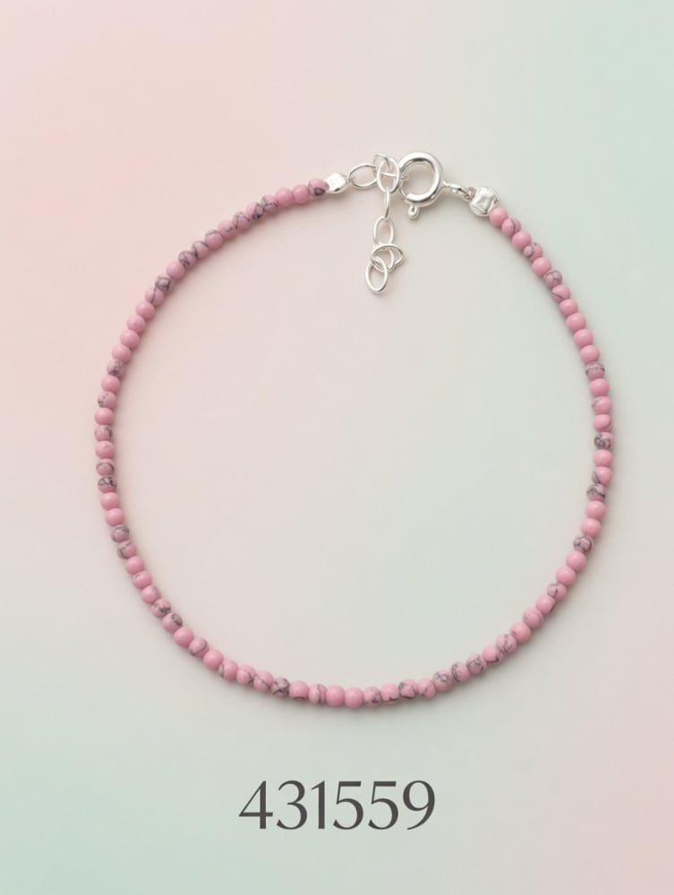 PULSERA CON PIEDRAS ROSAS PLT. IMPORTANTE