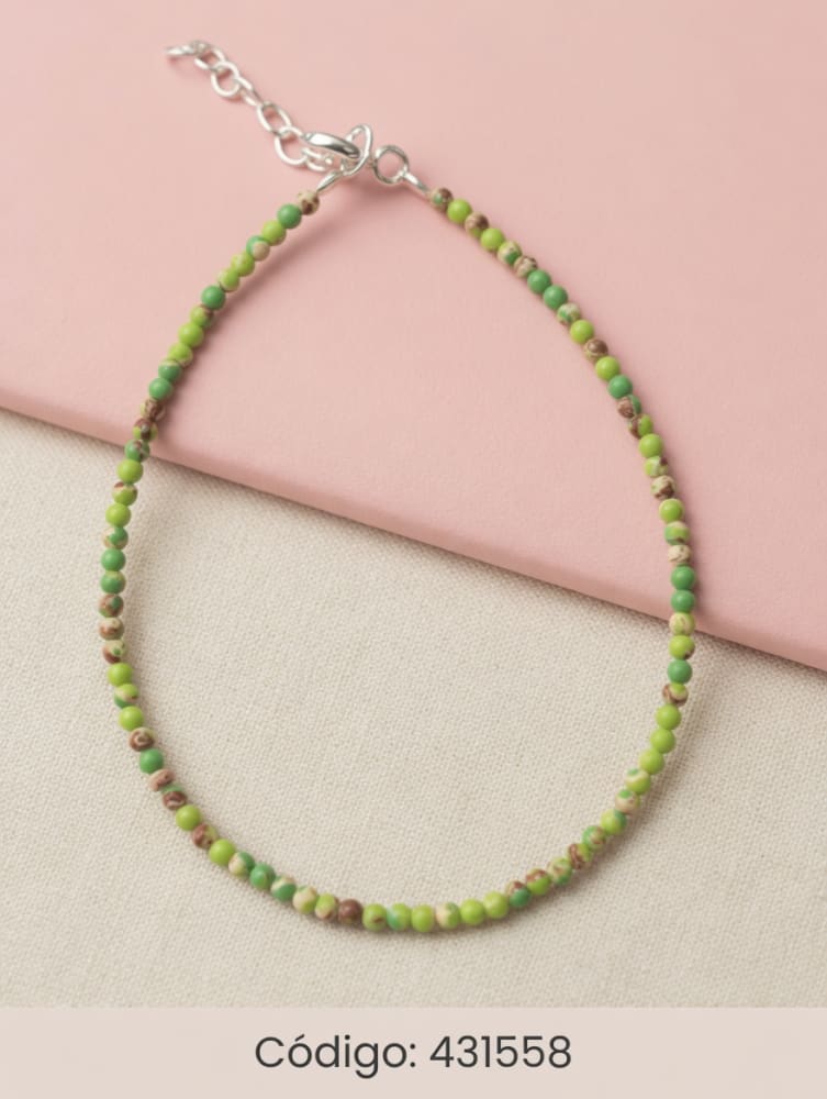 PULSERA CON PIEDRAS VERDES PLT. IMPORTANTE