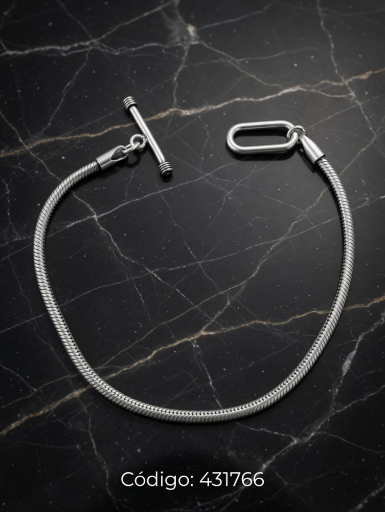 PULSERA MACIZA COLA RATA LISA PLAT. IMPORTANTE