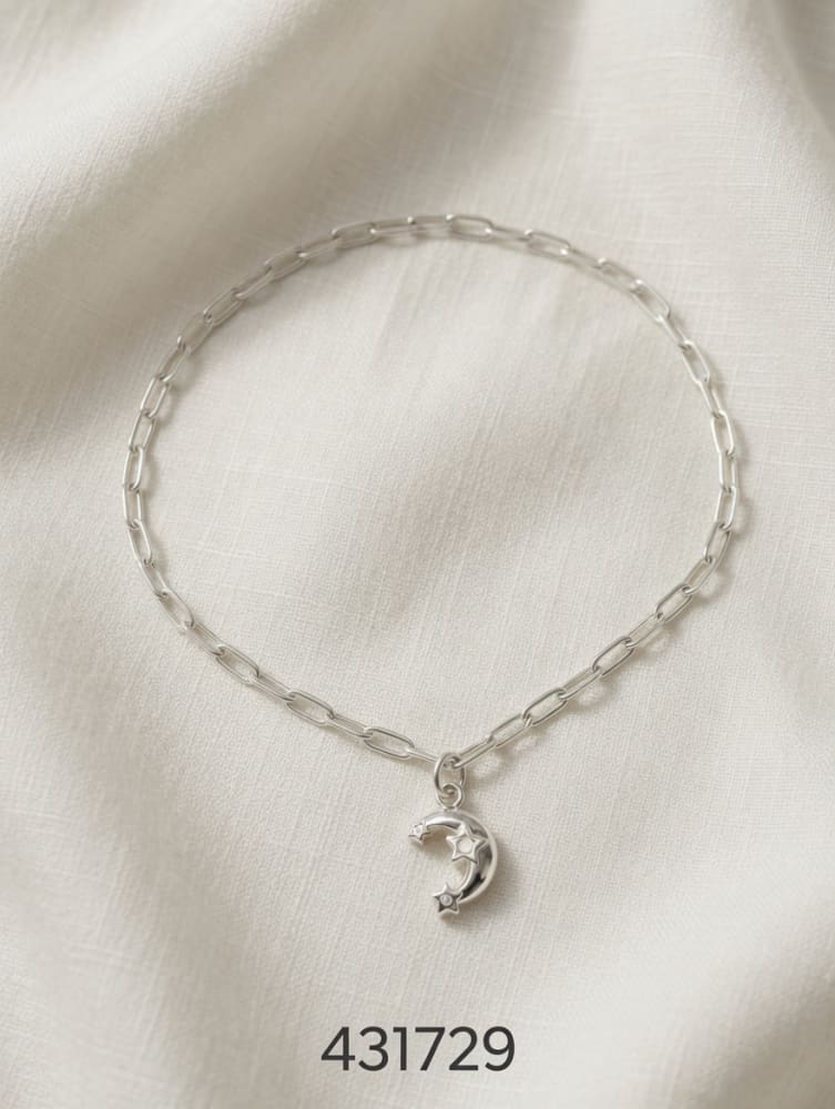 PULSERA MACIZA FINA DIJE LUNA LT. IMPORTANTE