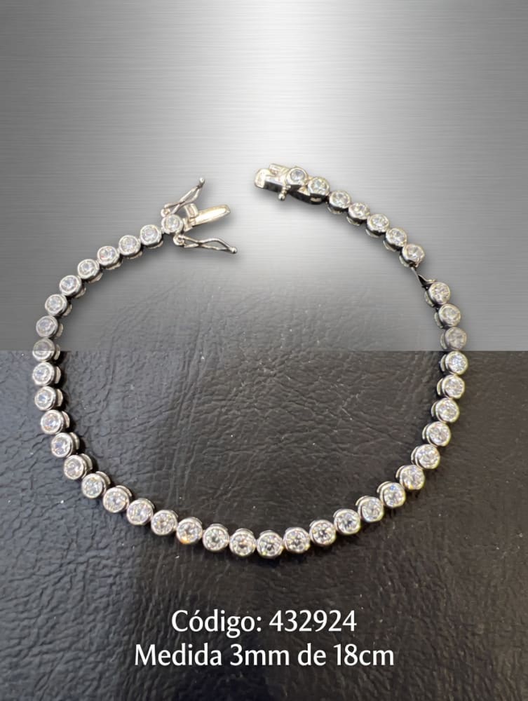 PULSERA MICROPAVE ZIRCON TENNIS 3MM REDONDO 18CM PLAT. IMPORTANTE