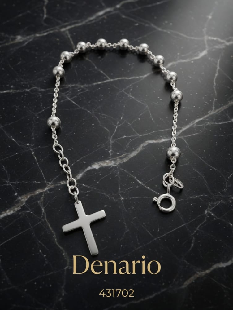 PULSERA MACIZA DENARIO CON BOLAS PLT. IMPORTANTE