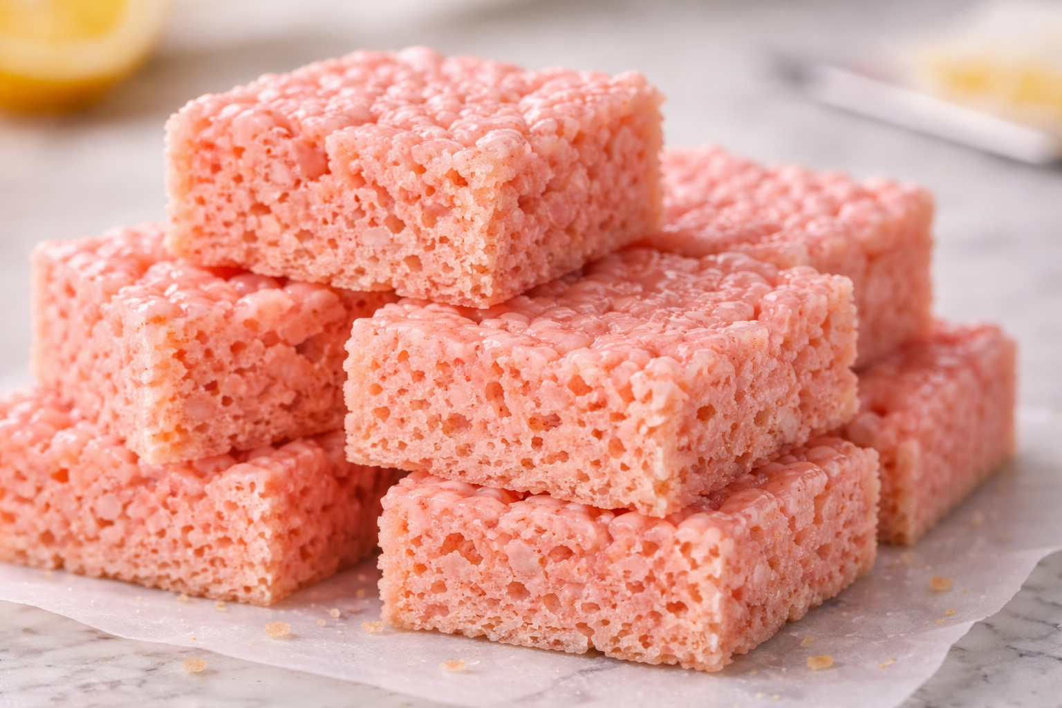 Pink Lemonade Rice Krispie Treats recipe card image