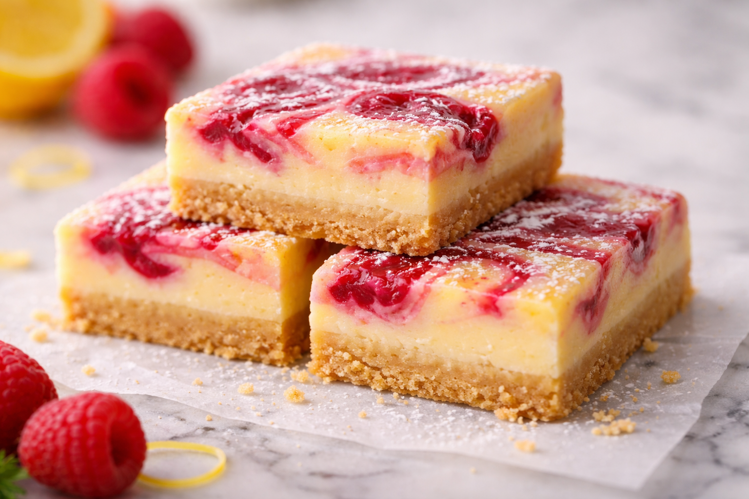 Oven-Baked Lemon Raspberry Swirl Bars Recipe Perfect for Spring 4 Lemon Raspberry Swirl Bars Recipe Perfect For Spring recipe card image