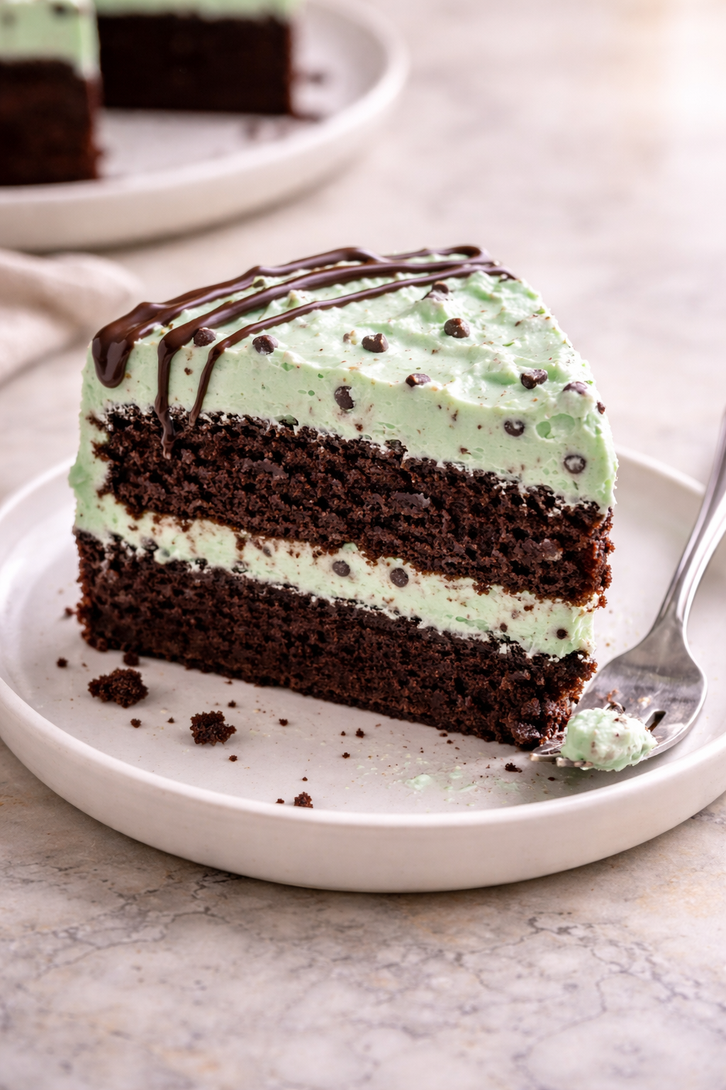 Mint Chocolate Chip Cake serving image
