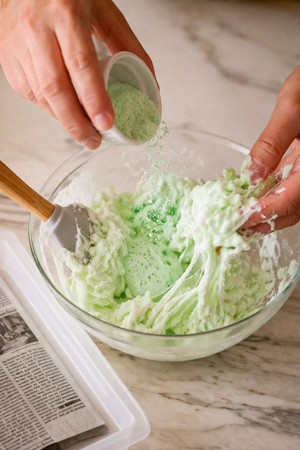 Glowing Bouncy Moon Rocks process image