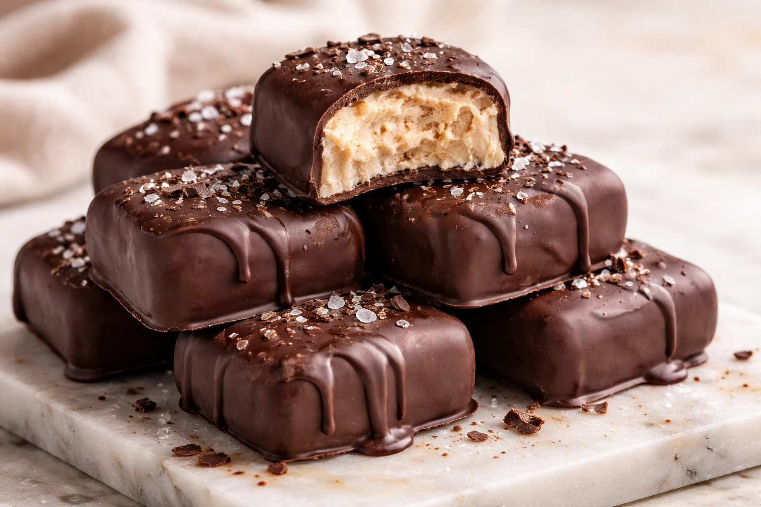 High Protein Frozen Peanut Butter Greek Yogurt Bites recipe card image