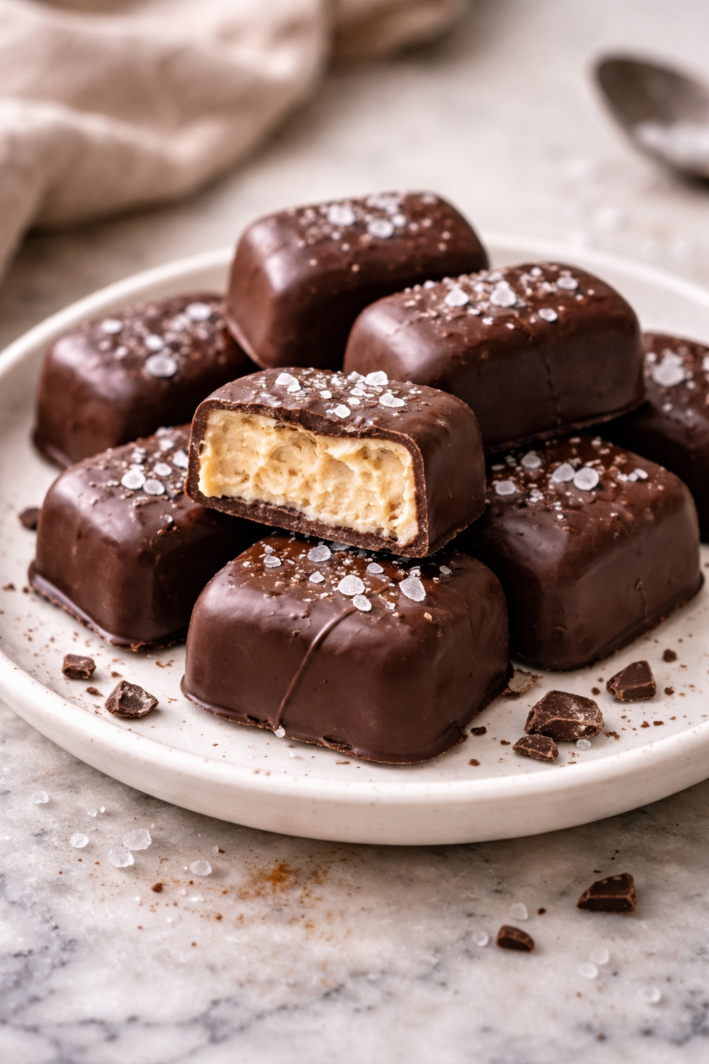 High Protein Frozen Peanut Butter Greek Yogurt Bites serving image