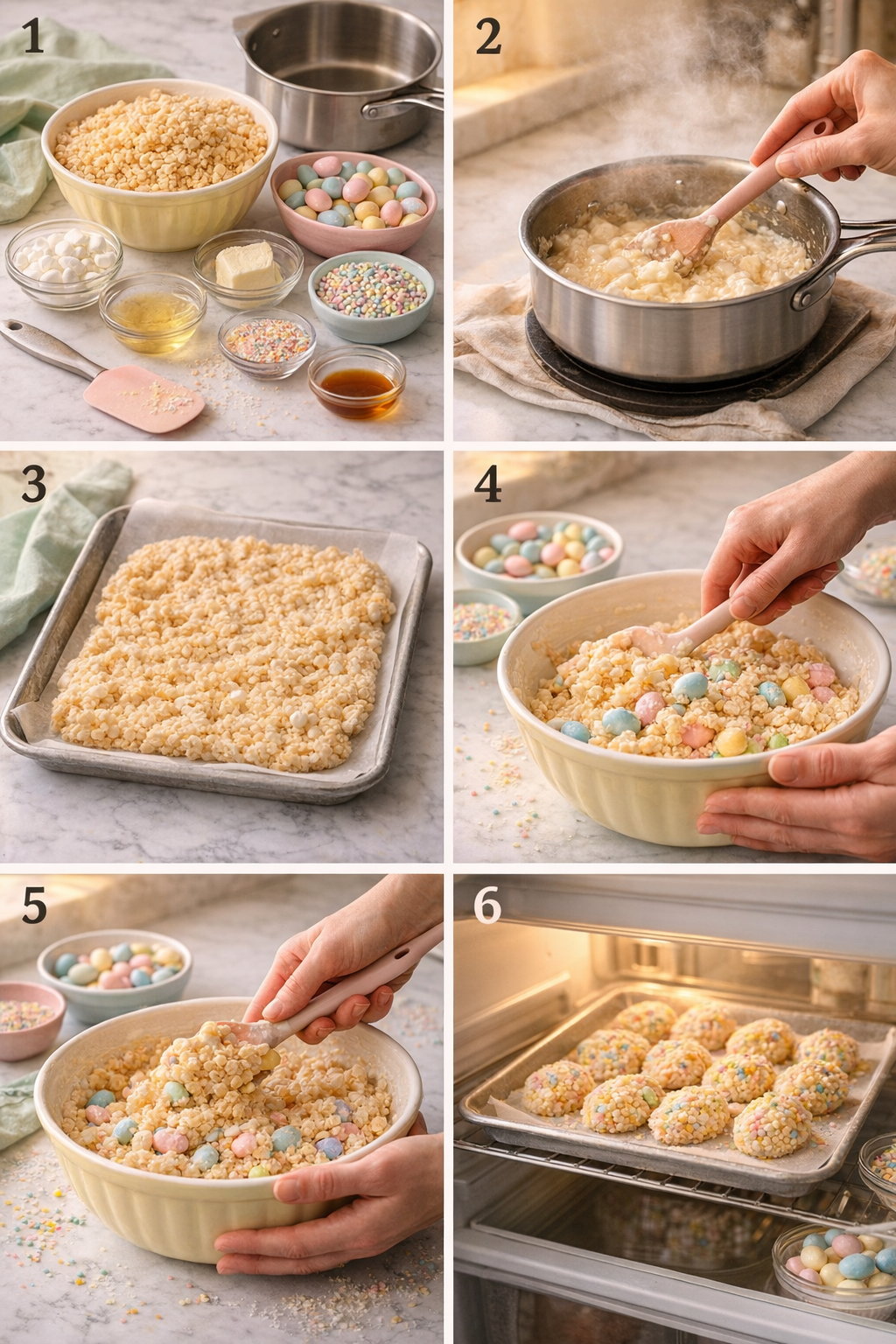 Cute and Colorful Easter Egg Rice Krispies Treats process image