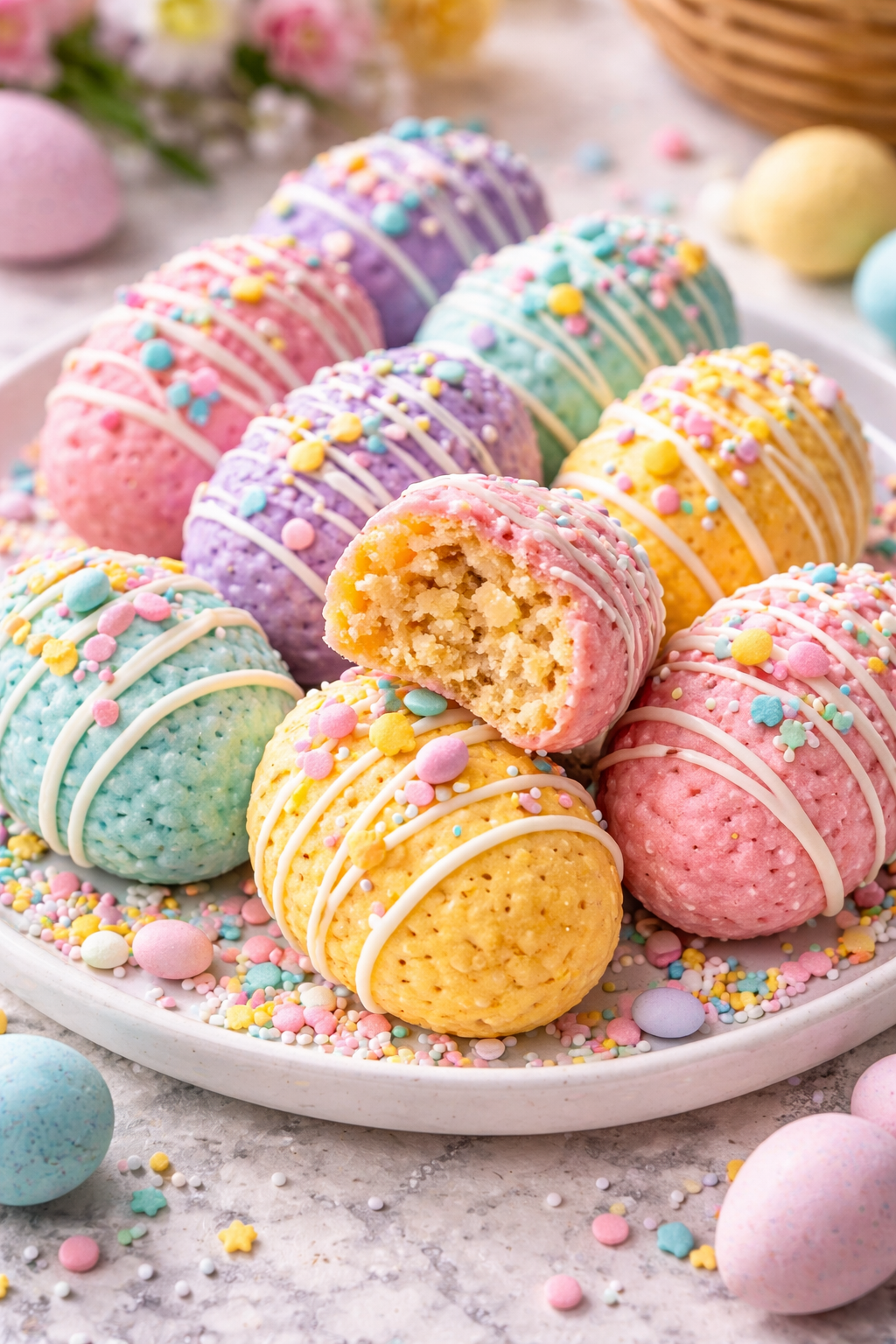 Cute and Colorful Easter Egg Rice Krispies Treats serving image