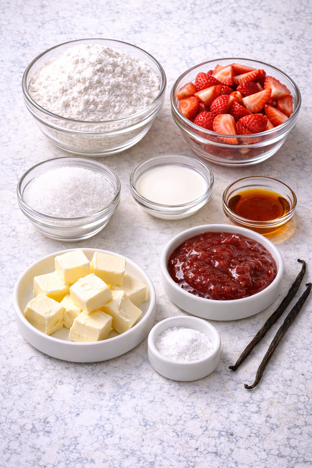 Vanilla Bean Sandwich Cookies with Strawberry Buttercream ingredients image