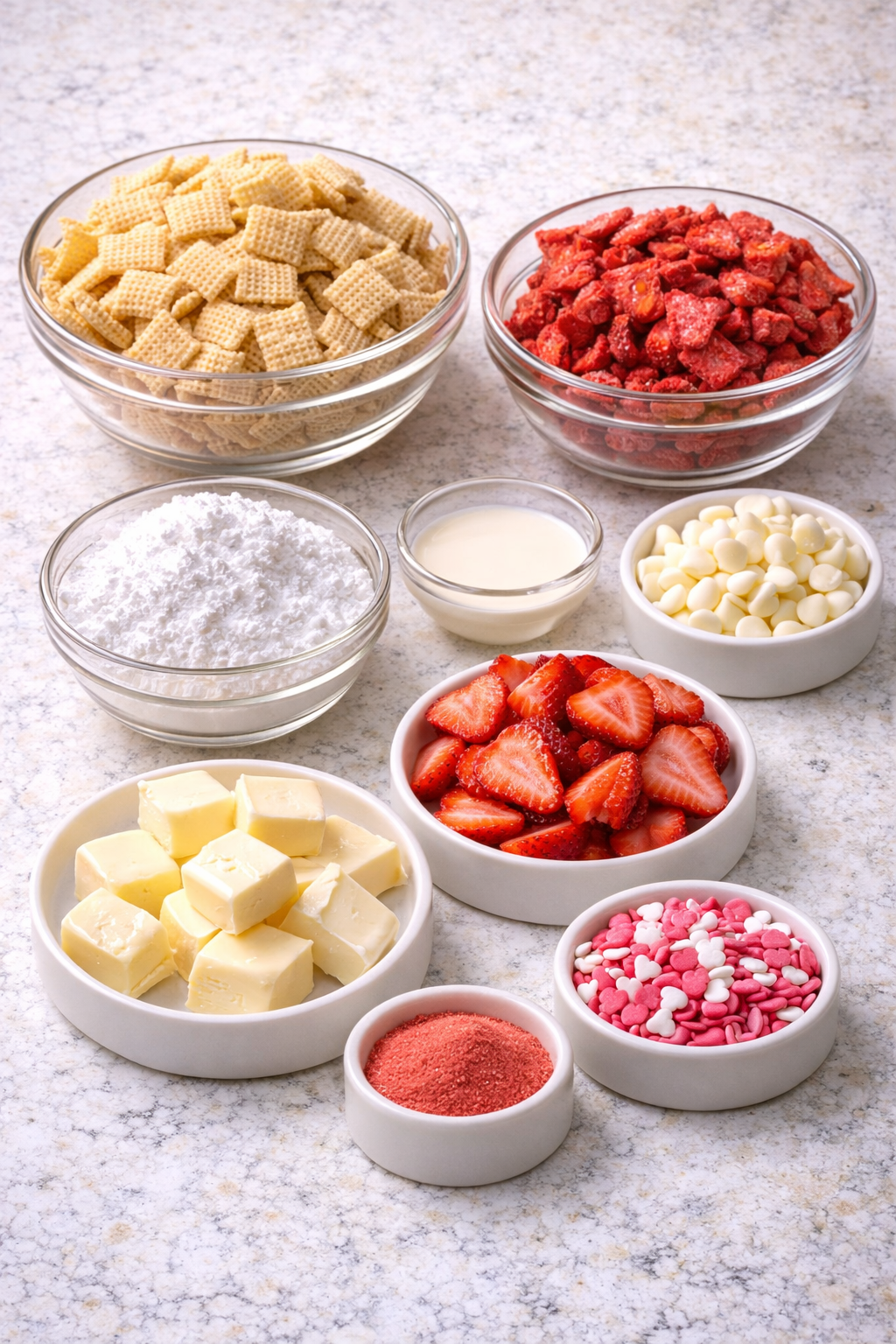 Easy Strawberry Shortcake Puppy Chow – Life With Lacy ingredients image