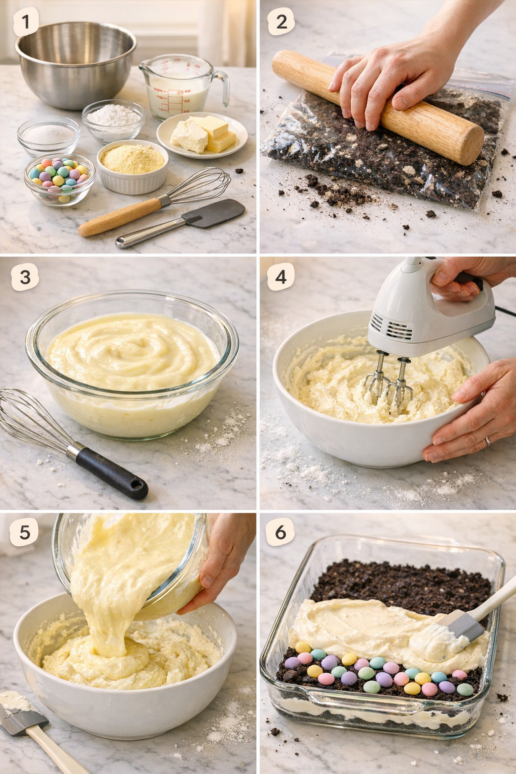 Easter Dirt Cake Casserole Easy No Bake Dessert Recipe instructions image